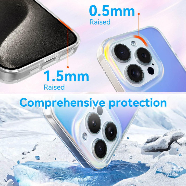 RIERBUBU Compatible with iPhone 16 Plus Case, Iridescent Phone Case Color Gradient Effect Slim Hard Protective Cover Anti-Scratch Shockproof Case for