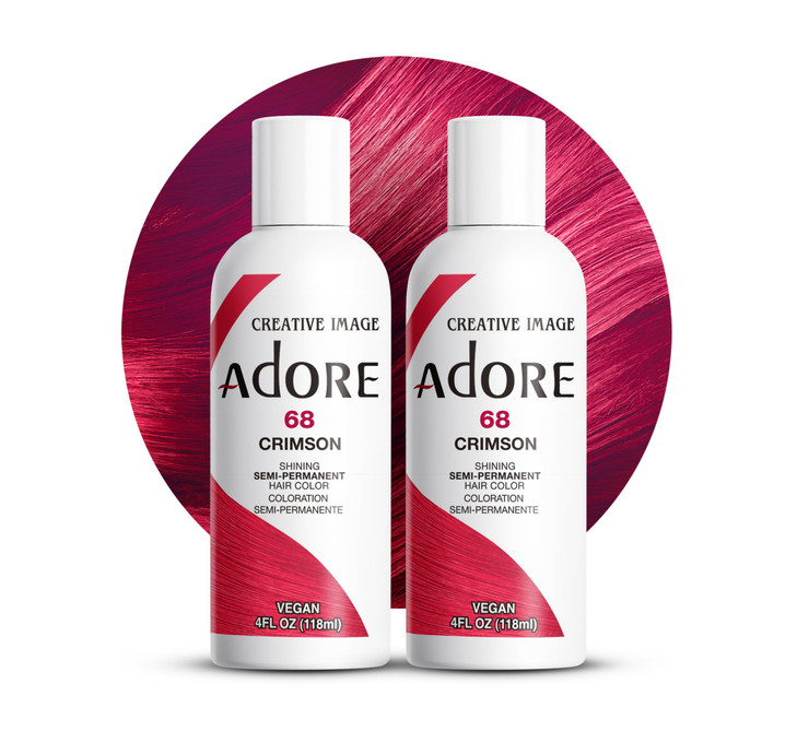Adore Semi Permanent Hair Color 068 Crimson 2 Pack Vegan CrueltyFree Red Hair Dye No Ammonia No Peroxide No Alcohol 4 Fl