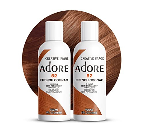 Adore Semi Permanent Hair Color 052 French Cognac 2 Pack Vegan CrueltyFree Brown Hair Dye No Ammonia No Peroxide No Alco