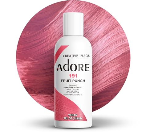 Adore Semi Permanent Hair Color 191 Fruit Punch Vegan CrueltyFree Pink Hair Dye No Ammonia No Peroxide No Alcohol 4 Fl O