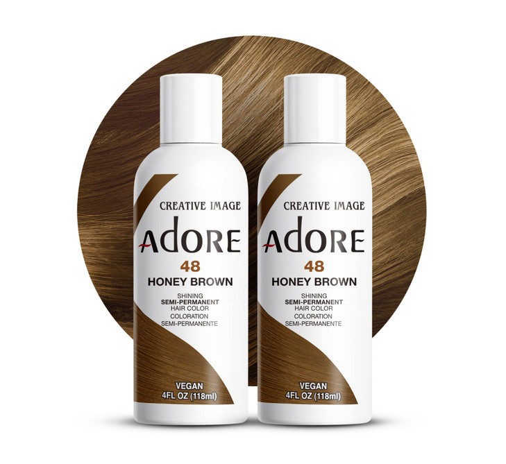 Adore Semi Permanent Hair Color 048 Honey Brown 2 Pack Vegan CrueltyFree Brown Hair Dye No Ammonia No Peroxide No Alcoho
