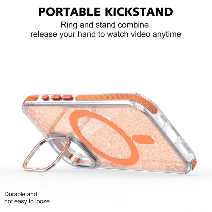 Ysnzaq Magnetic Case for Apple iPhone 16 Pro (Not 16) with Camera Stand, Military-Grade Shockproof Sparkle Slim Protection Cover for Apple iPhone 16