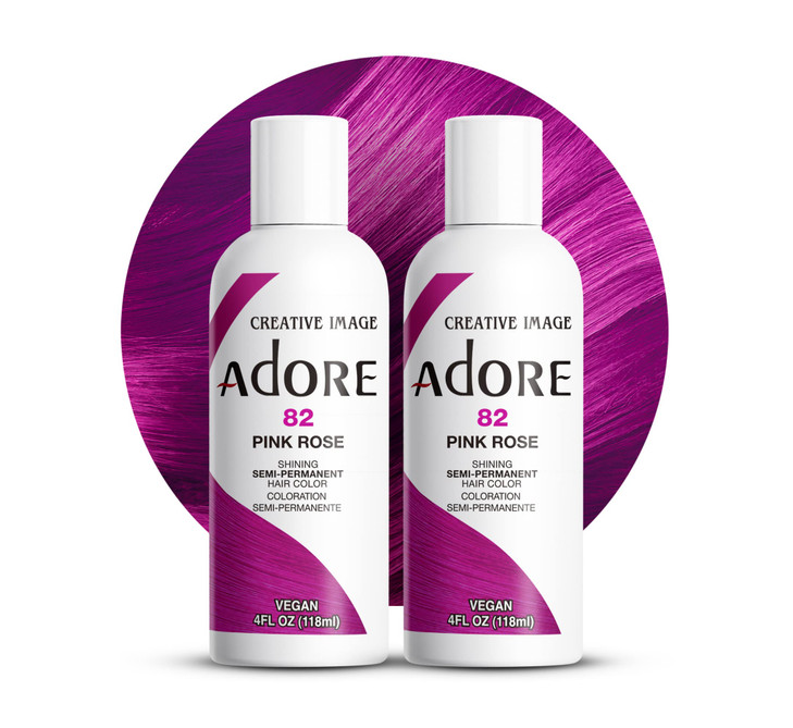 Adore Semi Permanent Hair Color 082 Pink Rose 2 Pack Vegan CrueltyFree Pink Hair Dye No Ammonia No Peroxide No Alcohol 4