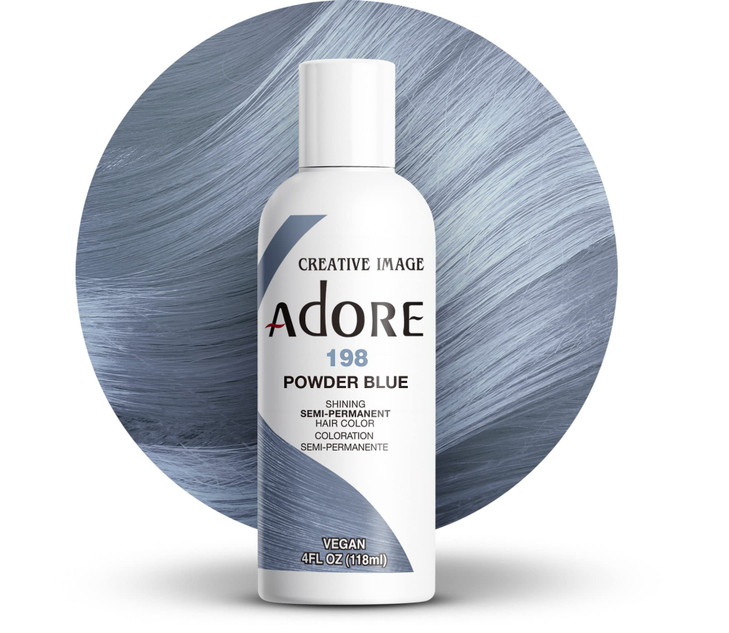 Adore Semi Permanent Hair Color 198 Powder Blue Vegan CrueltyFree Blue Hair Dye No Ammonia No Peroxide No Alcohol 4 Fl O