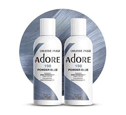 Adore Semi Permanent Hair Color 198 Powder Blue 2 Pack Vegan CrueltyFree Blue Hair Dye No Ammonia No Peroxide No Alcohol