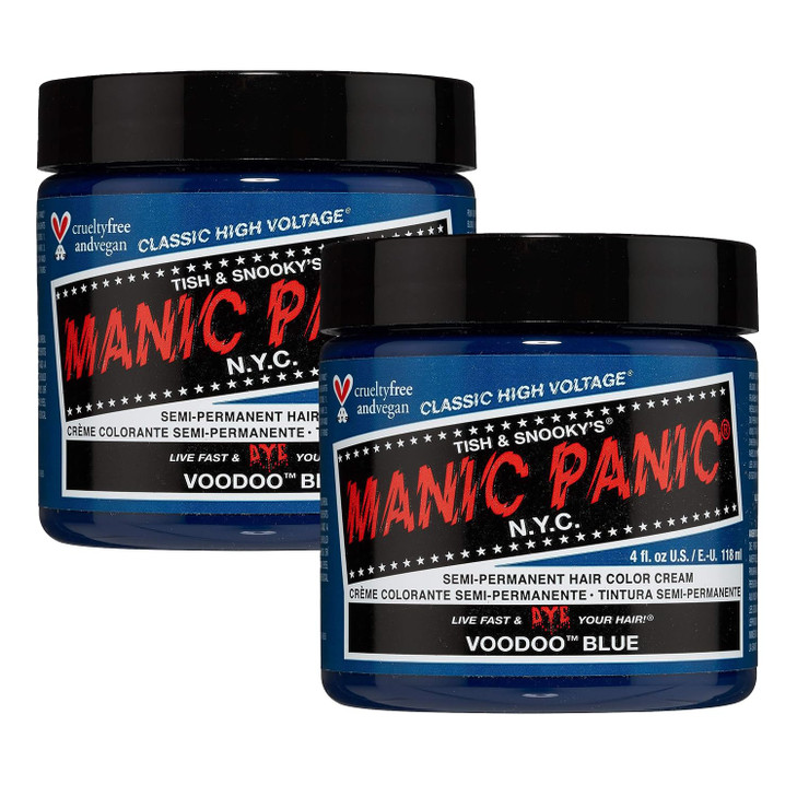 MANIC PANIC Classic Voodoo Blue Semi Permanent Hair Color Dark Greenish Blue Hair Dye for Women Men That Lasts 46 Weeks