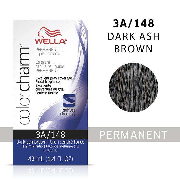 COLORCHARM Permanent Liquid Hair Color for Gray Coverage 3A Dark Ash Brown 14 Fl Oz