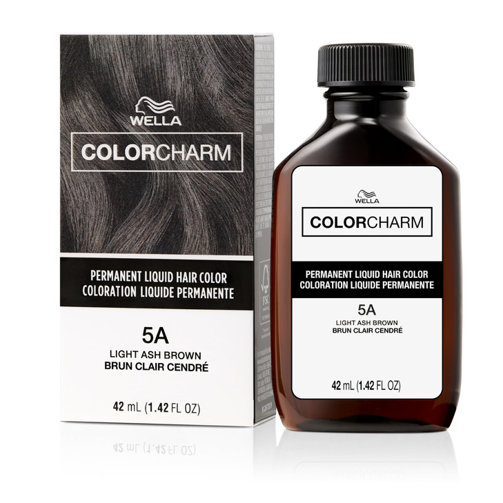 COLORCHARM Permanent Liquid Hair Color for Gray Coverage 5A Light Ash Brown 14 Fl Oz