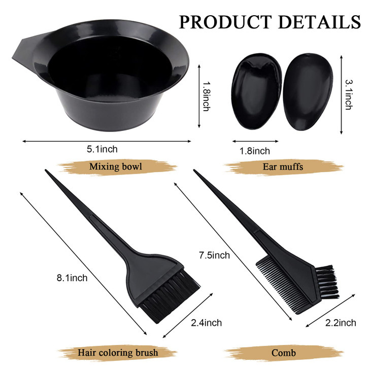 1st Choice Hair Dye Color Brush and Bowl Set Tint Comb for Hair Tint Dying Coloring Applicator 2 brushesMixing Bowl