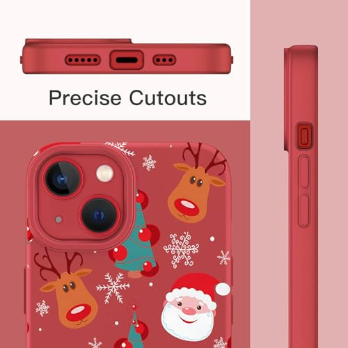 YCJACE Christmas Phone Case for iPhone 16 Pro,Red Matte Santa Claus Design Soft Liquid Silicone Anti-Slip Shockproof Protective Xmas Cover for Girls