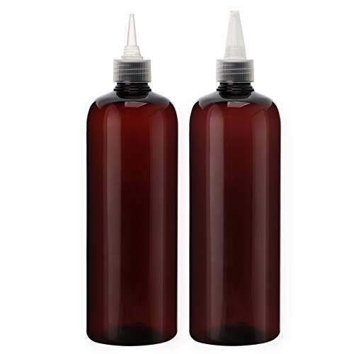 Segbeauty 169oz Amber Squeeze Bottles 2 Packs 500ml Refillable Hair Dye Applicator Bottles with Twist Top Cap Tip PET Br