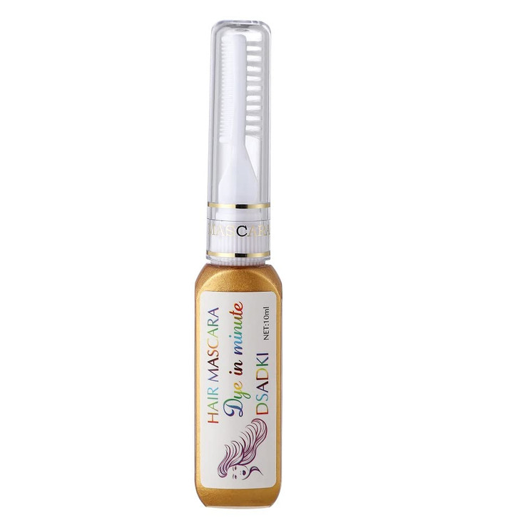 DSADKI Temporary Hair Color Mascara Washable Hair Dye Stick Nontoxic Instant Hair Chalk Dye for Girls Women Gold