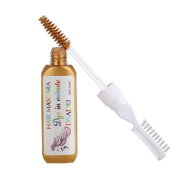DSADKI Temporary Hair Color Mascara Washable Hair Dye Stick Nontoxic Instant Hair Chalk Dye for Girls Women Gold