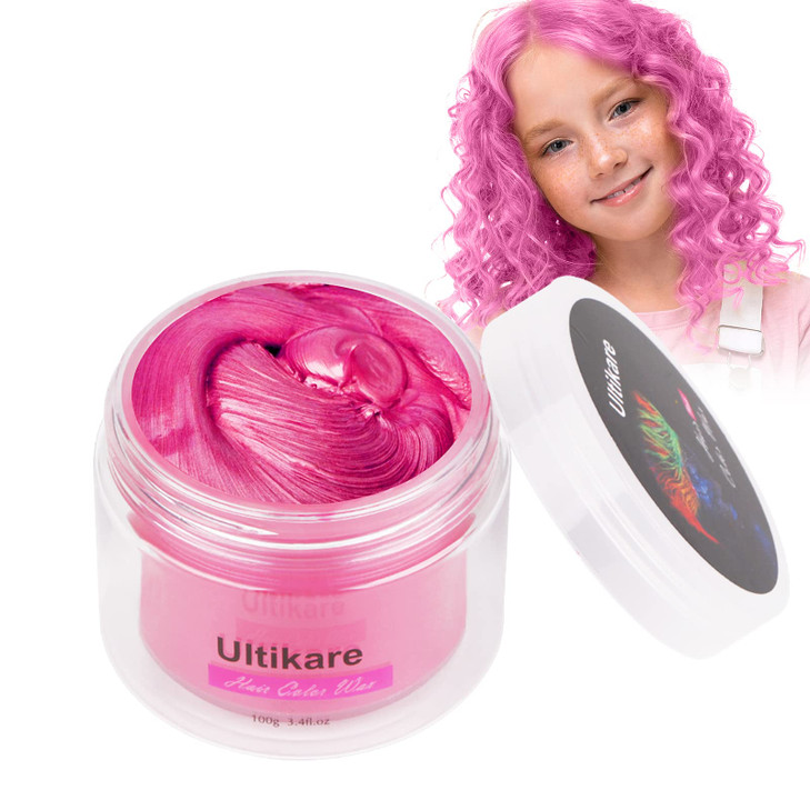 Temporary Hair Color for Kids Pink Ultikare Hair Wax Color Dye for Dark Hair Instant Colored Hair Gel Hairstyle Wax Crea