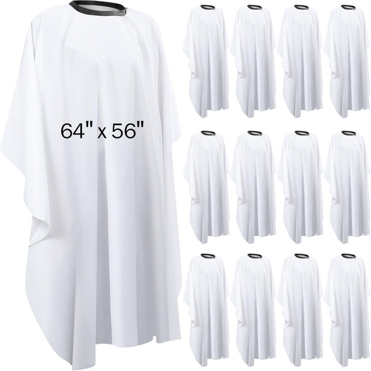 12Pcs Barber Cape 64 x 56 Large Waterproof Hair Cutting Salon Cape Adjustable Snaps for Hair Dye Salon Stylist Supplies