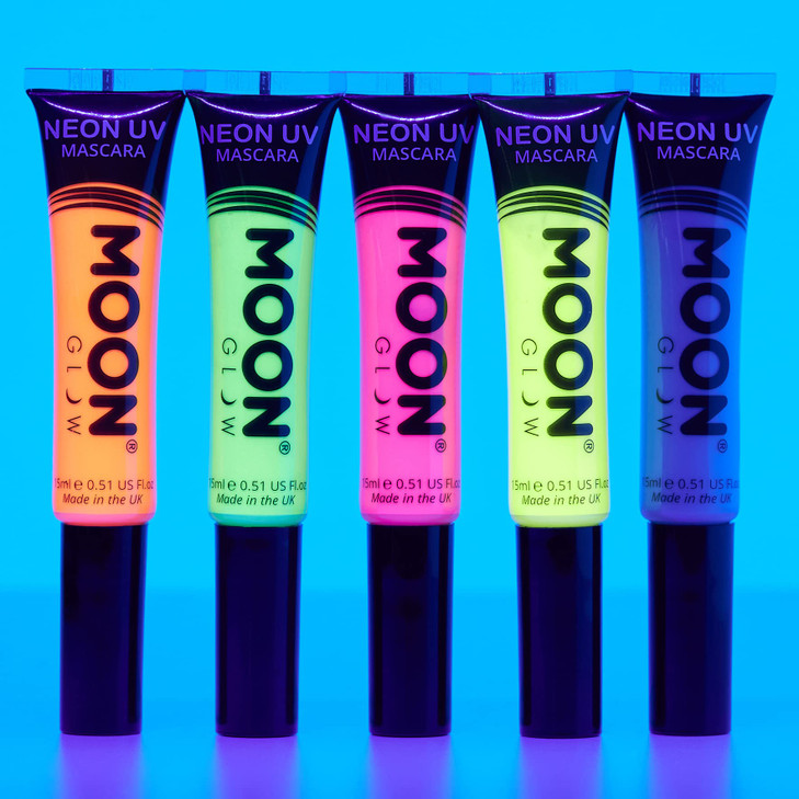 Moon Glow Neon UV Mascara Set of 5 Bright Neon Color Glows under BlacklightsUV Lighting Neon Make up