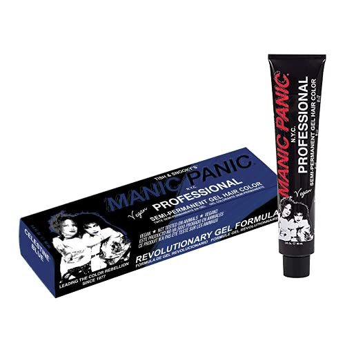 MANIC PANIC Professional Color Celestine Blue Deep Indigo Blue Semi Permanent Gel Hair Dye Lasts Through 40 Washes No De