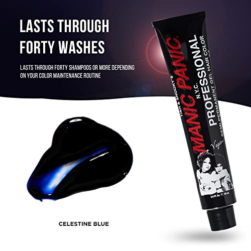 MANIC PANIC Professional Color Celestine Blue Deep Indigo Blue Semi Permanent Gel Hair Dye Lasts Through 40 Washes No De