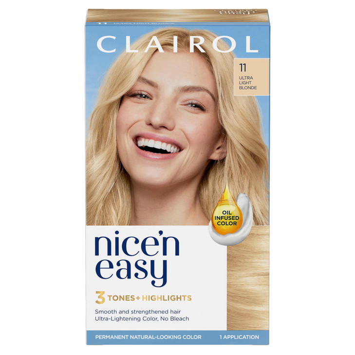 Clairol Nicen Easy Permanent Hair Dye 11 Ultra Light Blonde Hair Color Pack of 1
