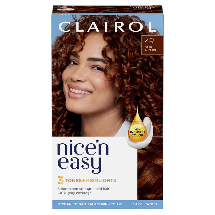 Clairol Nicen Easy Permanent Hair Dye 4R Dark Auburn Hair Color Pack of 1