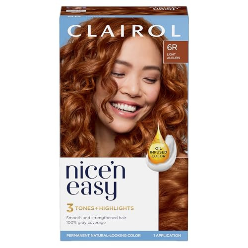 Clairol Nicen Easy Permanent Hair Dye 6R Light Auburn Hair Color Pack of 1