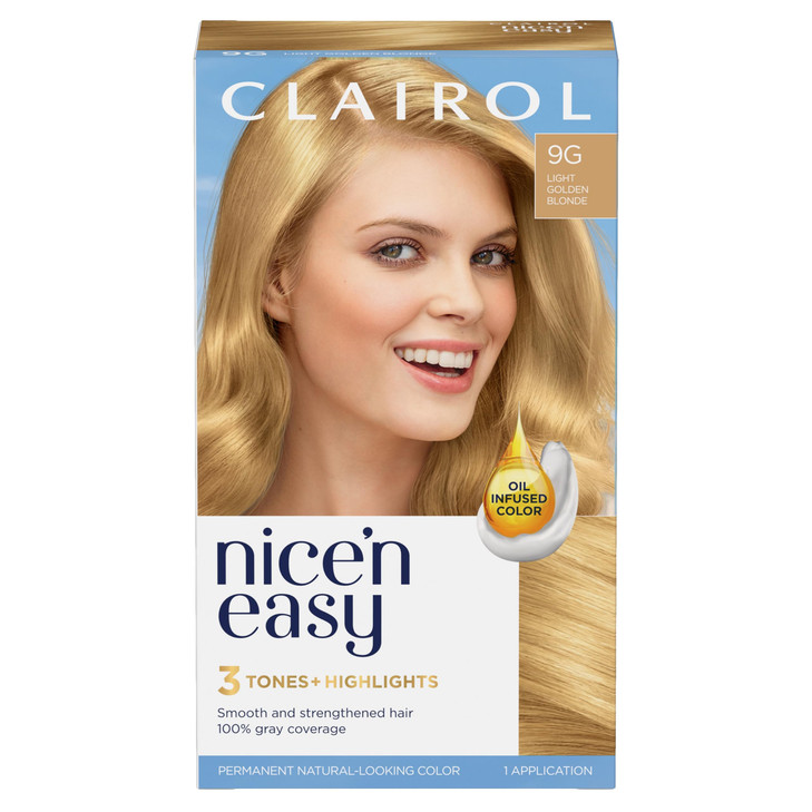 Clairol Nicen Easy Permanent Hair Dye 9G Light Golden Blonde Hair Color Pack of 1