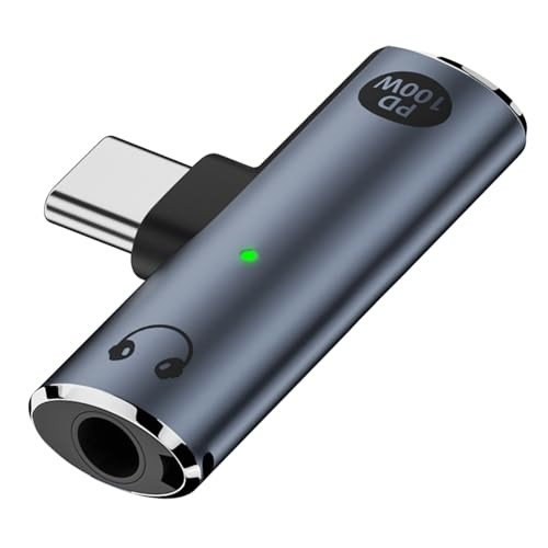 Jadebones USB C to Audio Jack Adapter with 100W Fast Charging, 2-in-1 USB Type-C to 3.5mm Female Headphone Compatible with iPhone 16/15 Series, iPad,