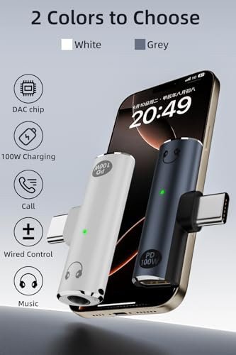 Jadebones USB C to Audio Jack Adapter with 100W Fast Charging, 2-in-1 USB Type-C to 3.5mm Female Headphone Compatible with iPhone 16/15 Series, iPad,