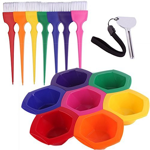 PERFEHAIR Small Hair Coloring Dye Mixing Tint Bowls and Brush Kit Set of 7 Rainbow Colors 68 fl oz per Bowl