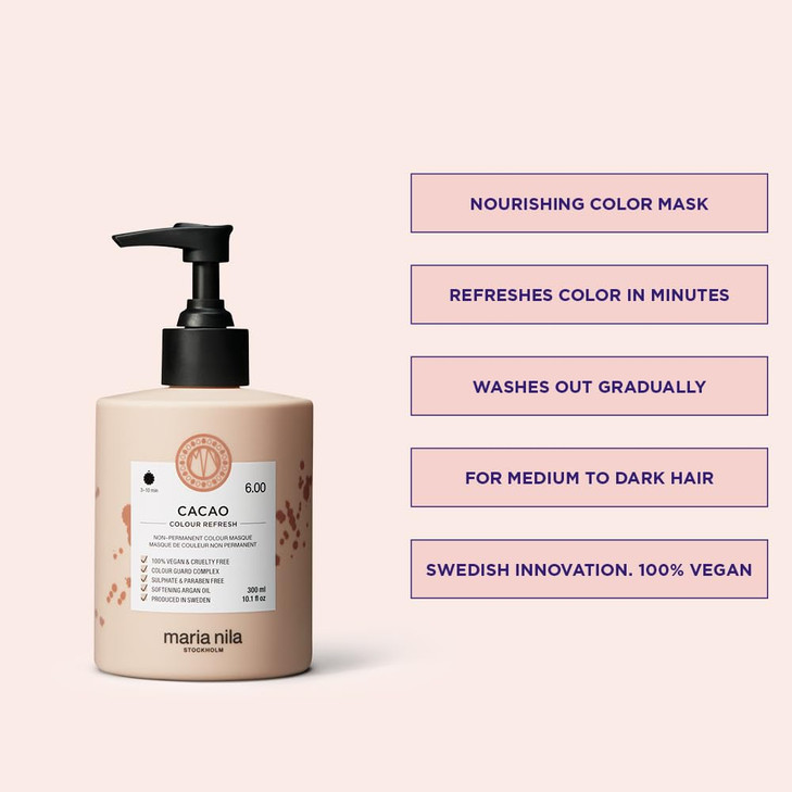 Maria Nila Colour Refresh Cacao 101 Fl Oz Brown Hair mask SemiPermanent Pigments 100 Vegan SulfateParaben free