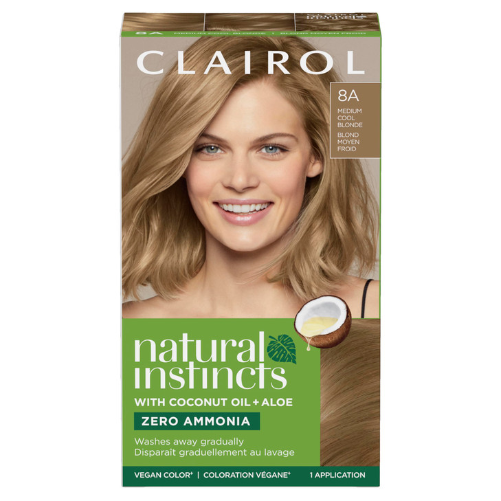 Clairol Natural Instincts DemiPermanent Hair Dye 8A Medium Cool Blonde Hair Color Pack of 1