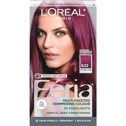LOreal Paris Feria MultiFaceted Shimmering Permanent Hair Color 622 Fuchsiacha Pack of 1 Hair Dye Kit