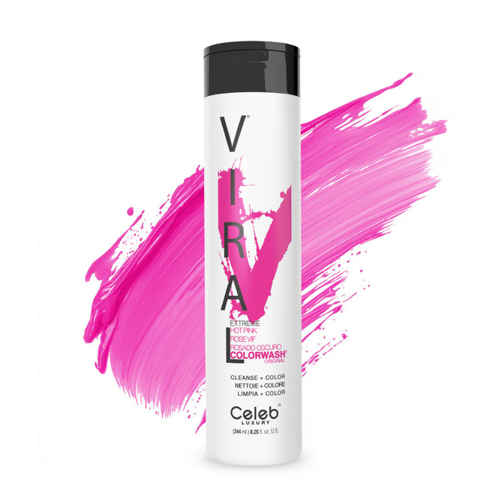 Celeb Luxury Viral Colorwash Professional SemiPermanent Hair Color Depositing Shampoo Hot Pink 825 Fl Oz Pack of 1