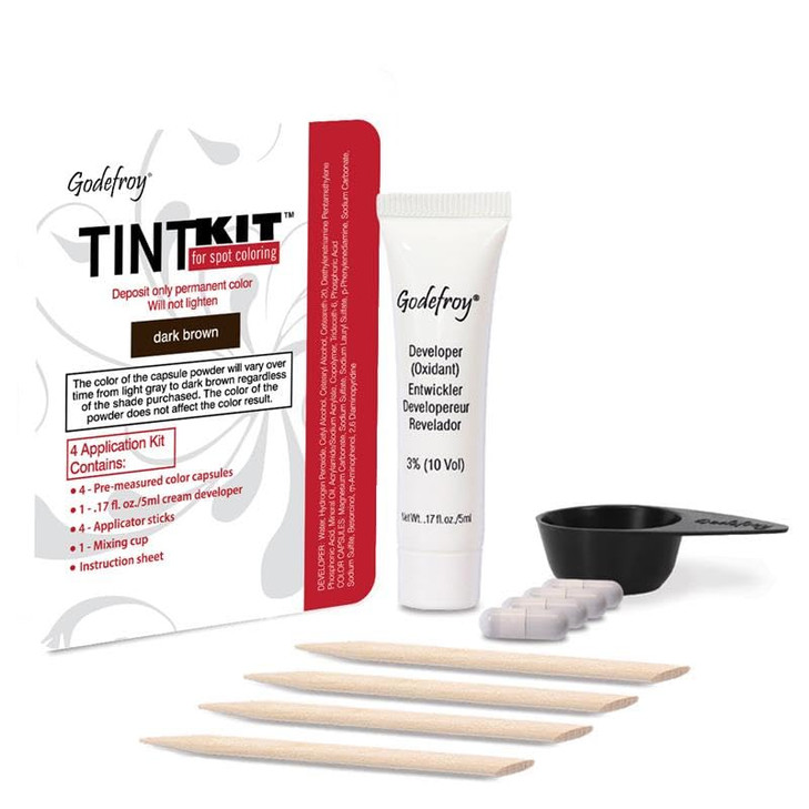 Godefroy Hair Color Kit for Spot Coloring Covers Up Gray Hairs Dark Brown 4Application Kit Pack of 1