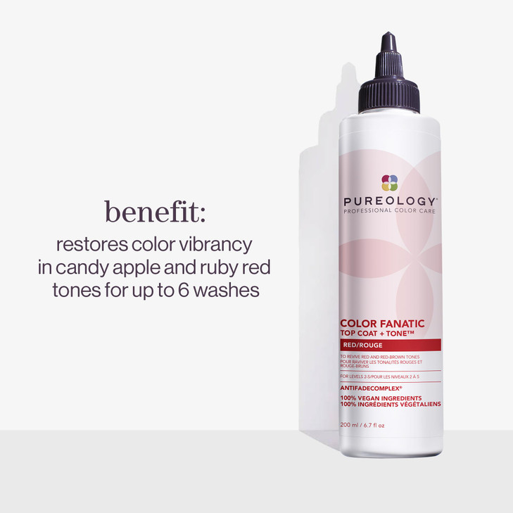 Pureology Color Fanatic Top Coat Tone Red HighGloss Hair Toner Hair Gloss for ColorTreated Hair Glaze For Bright Red Rub