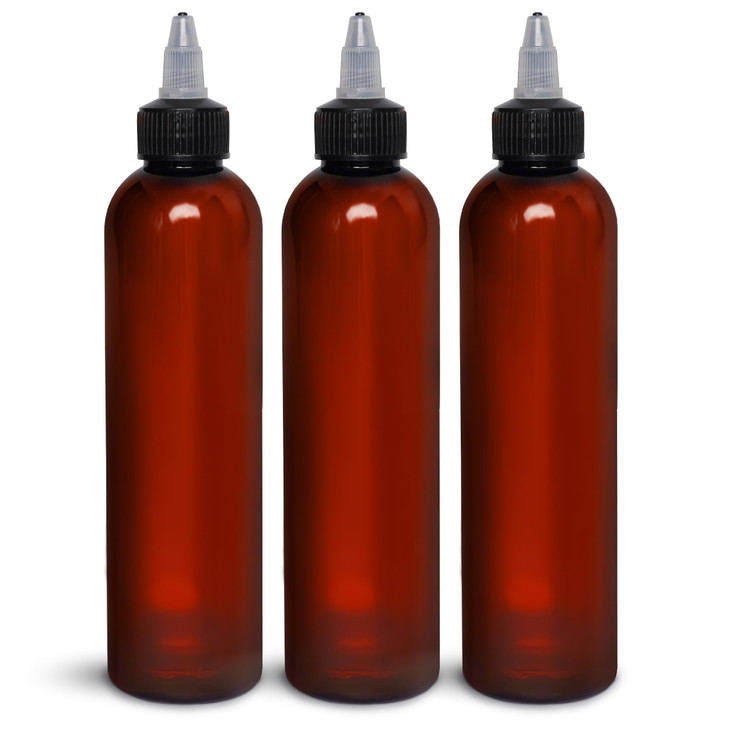 BRIGHTFROM Twist Top Applicator Bottles 8 OZ Squeeze Empty Plastic Bottles Black Nozzle BPAFree PET Refillable OpenClose