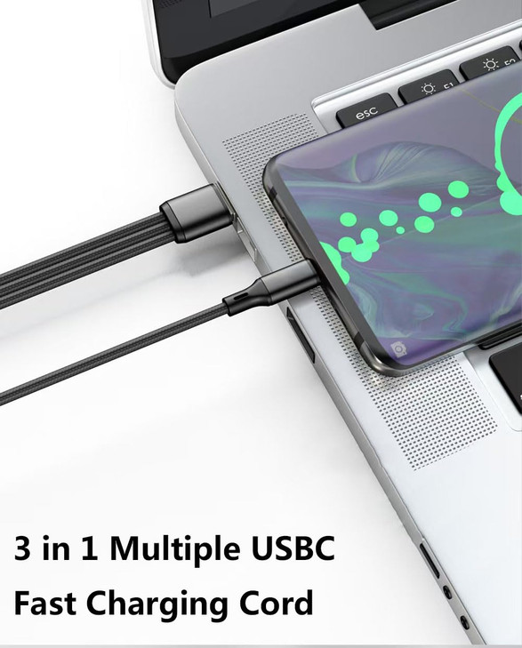 USB C Multi Charging Cable 3Ft, USB C to 3 USB Type-C Fast Charging Cord 3 in 1, for iPhone 16 15/ Samsung Galaxy/Tablets/Samsung S23