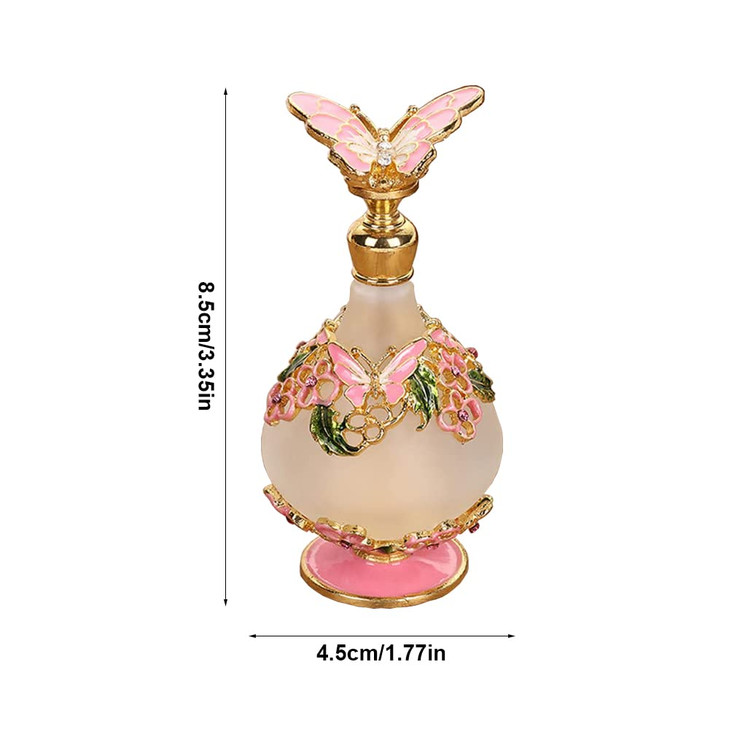 Vintage Perfume Bottle Empty 25ML Butterfly Gemstone Inlayed Crystal Perfume Bottles Essential Oils Dropper Bottle Refil