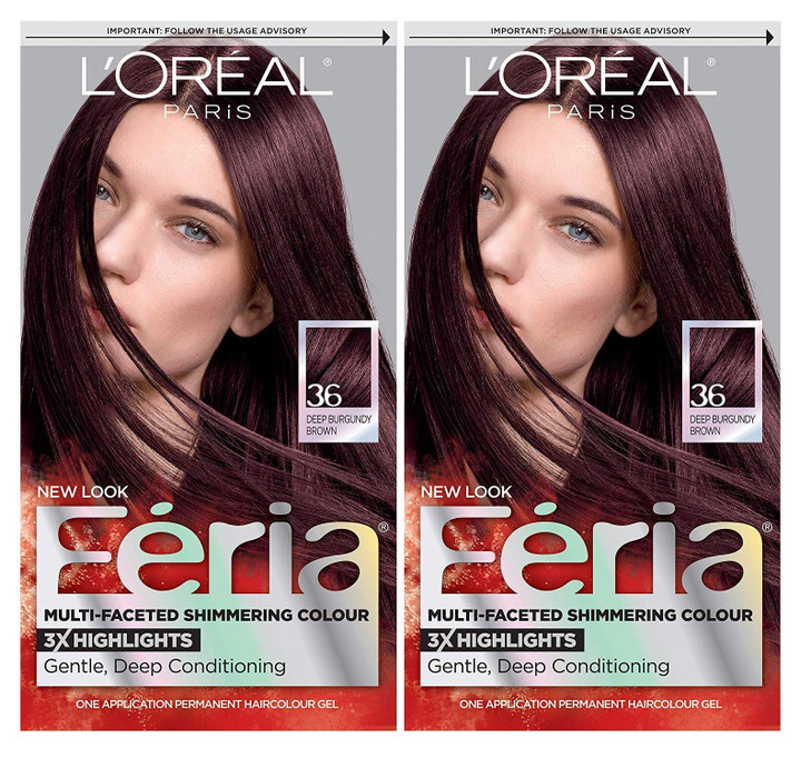LOreal Paris Feria MultiFaceted Shimmering Permanent Hair Color Chocolate Cherry Hair Dye Kit Pack of 2