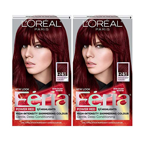 LOreal Paris Feria MultiFaceted Shimmering Permanent Hair Color R48 Intense Deep Auburn Hair Dye Kit Pack of 2