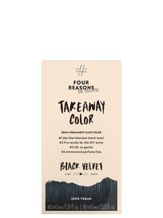 Four Reasons Original Takeaway Color Black Velvet 10 Black DemiPermanent Hair Color AmmoniaFree and FragranceFree Hair D