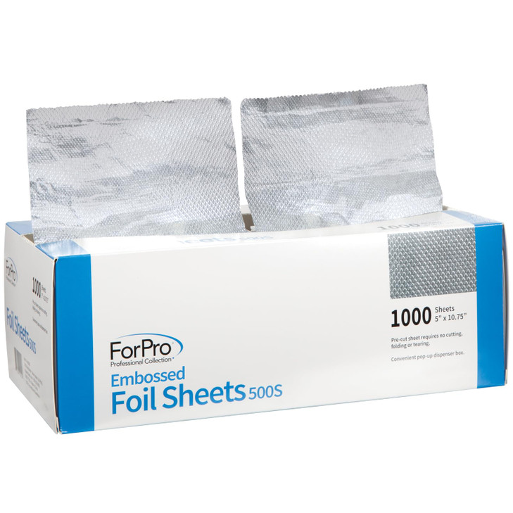 ForPro Professional Collection Embossed Foil Sheets 500S Aluminum Foil PopUp Foil Dispenser Hair Foils for Color Applica