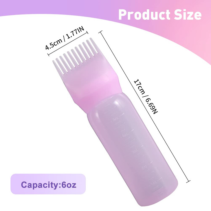 Abnaok Root Comb Applicator Bottle 6 Ounce Applicator Bottle for Hair Dye Bottle Applicator Brush with Graduated Scale 4