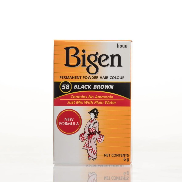 Bigen Permanent Powder Hair Color 58 Black Brown 1 ea Pack of 4