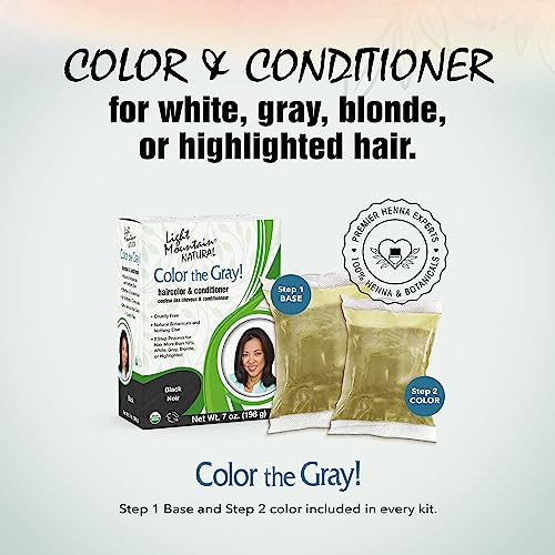 Light Mountain Henna Hair Color Conditioner Color the Gray Black Hair Dye for MenWomen ChemicalFree SemiPermanent Hair C