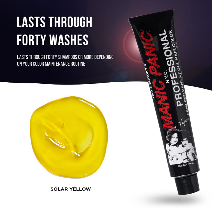Manic Panic Professional Color Solar Yellow Medium True Yellow Semi Permanent Gel Hair Dye Lasts Through 40 Washes No De