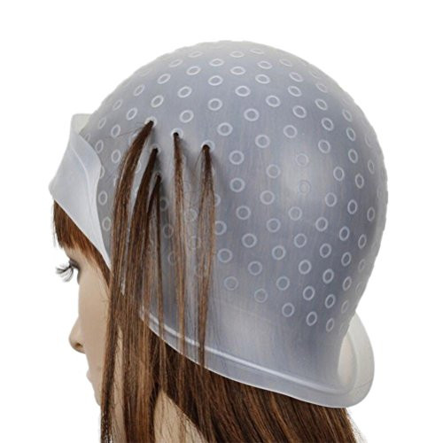 Reusable Silicone Hair Coloring Highlighting Cap Hair Dyeing Cap with Metal Hook for Hair Salon Tools Hairdressing Highl
