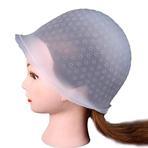 Reusable Silicone Hair Coloring Highlighting Cap Hair Dyeing Cap with Metal Hook for Hair Salon Tools Hairdressing Highl