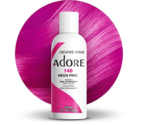 Adore Semi Permanent Hair Color Vegan and CrueltyFree Hair Dye 4 Fl Oz 140 Neon Pink Pack of 1