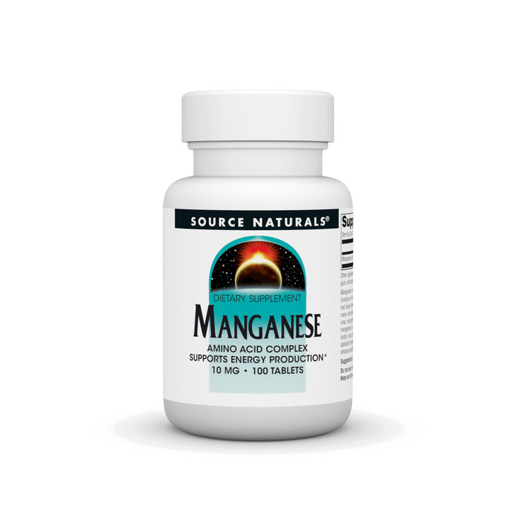 Source Naturals Manganese, Amino Acid Chelate - Supports Energy Production* - 10 mg - 100 Tablets